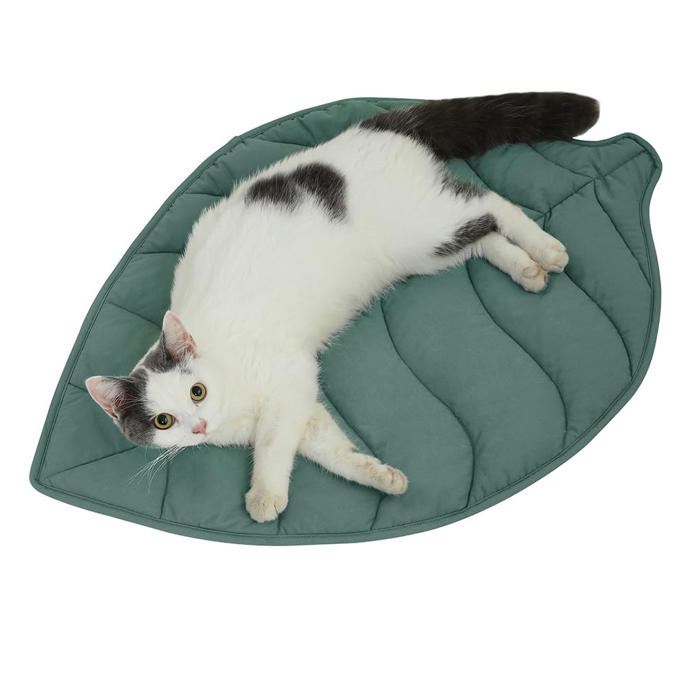 30 X 20 Inch Leaf Shaped Cotton Cat Bed Pad R165
