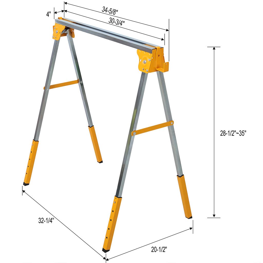2 Pack Adjustable Steel Saw Horses 2600 Lbs R40470