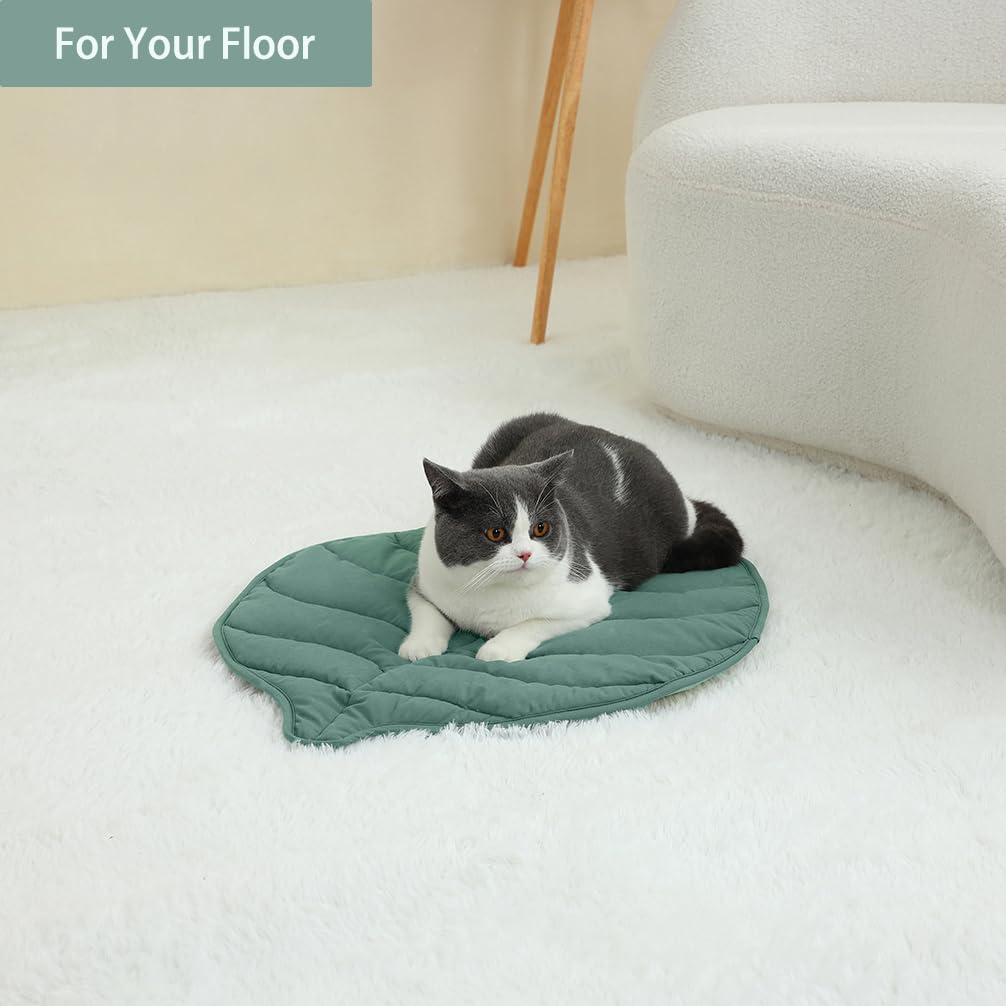 30 X 20 Inch Leaf Shaped Cotton Cat Bed Pad R165