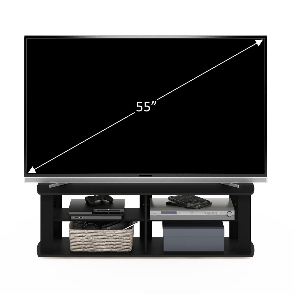 Black 3-Tier TV Stand with Open Shelves Y213095
