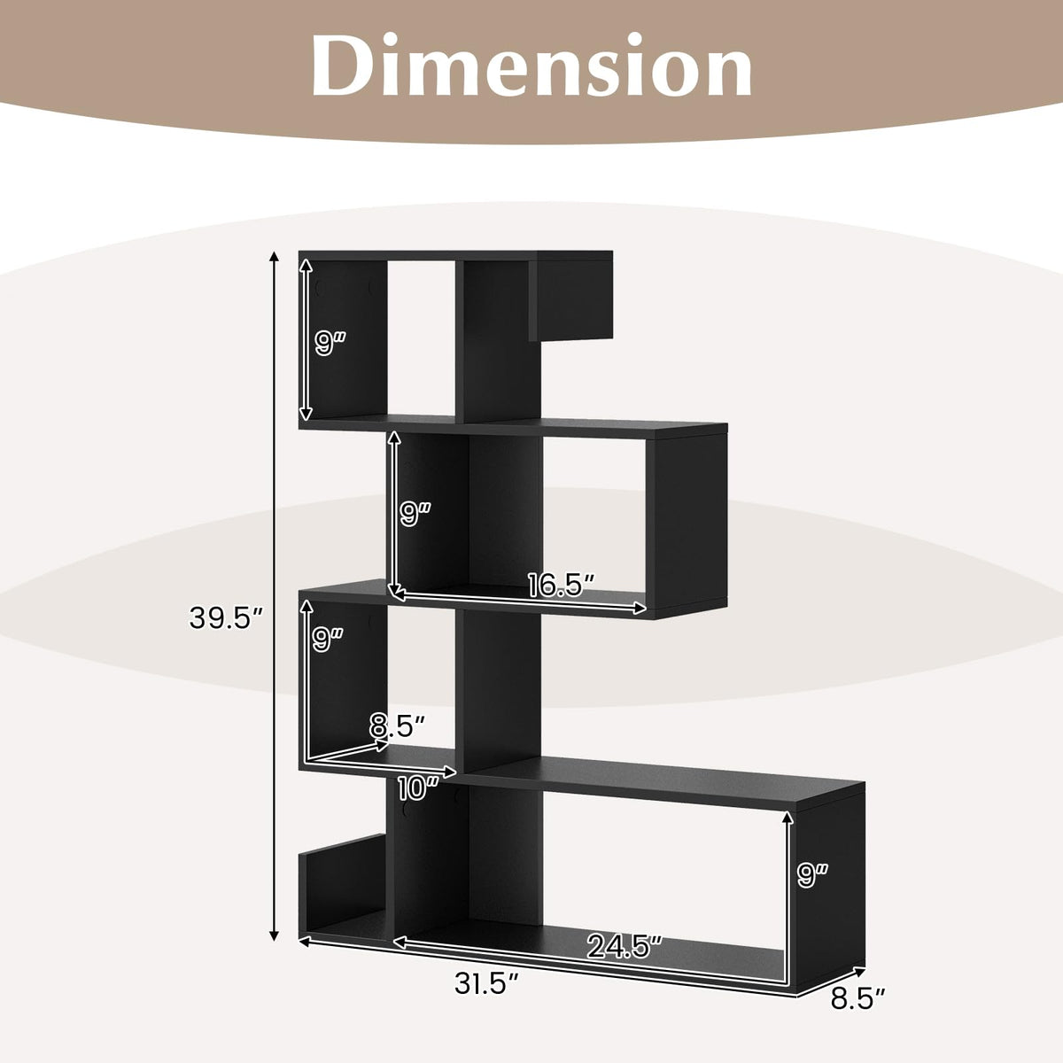 5-Tier Geometric Bookshelf G65544