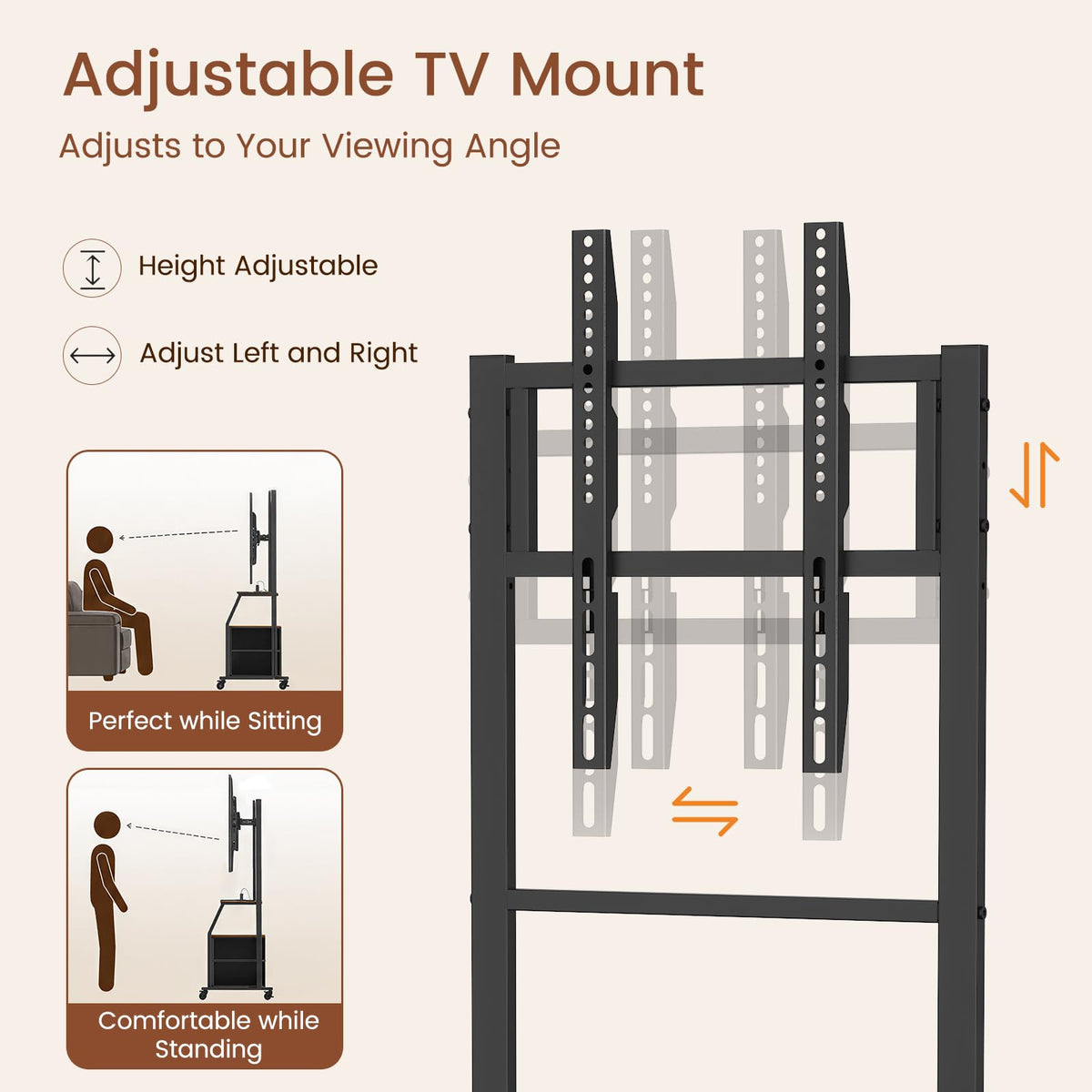 Rolling TV Stand for 32-55 Inch TVs Y753