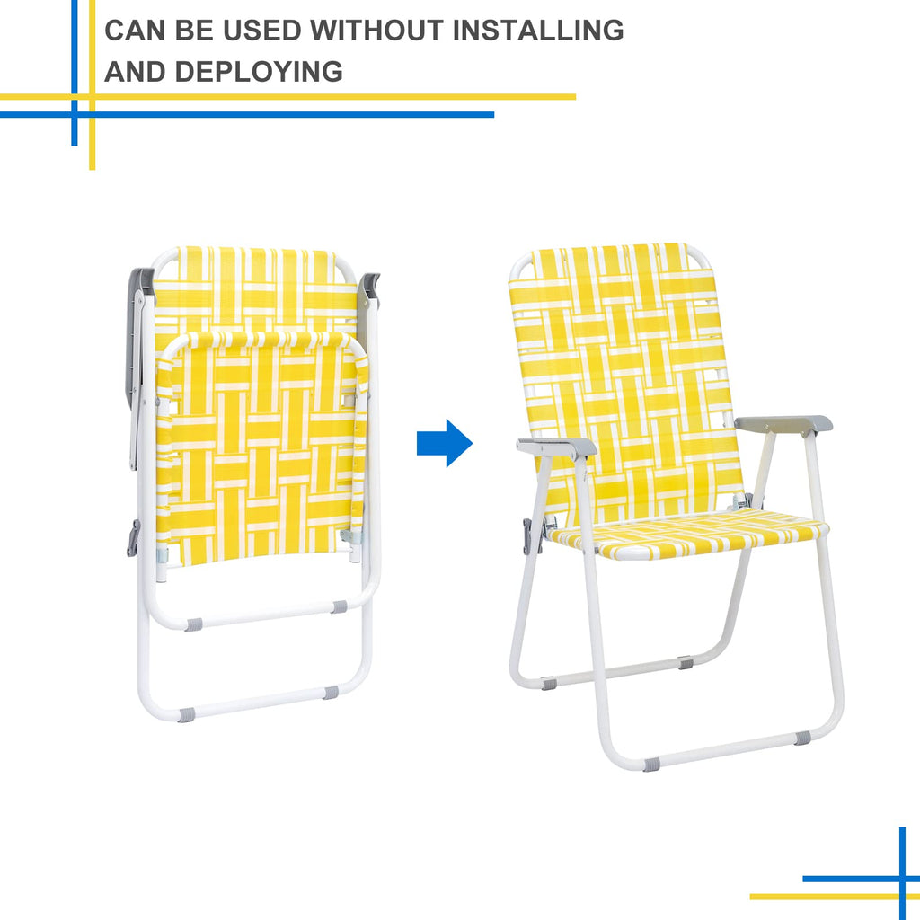 Set of 2 Yellow & White Webbed Folding Chairs V65875