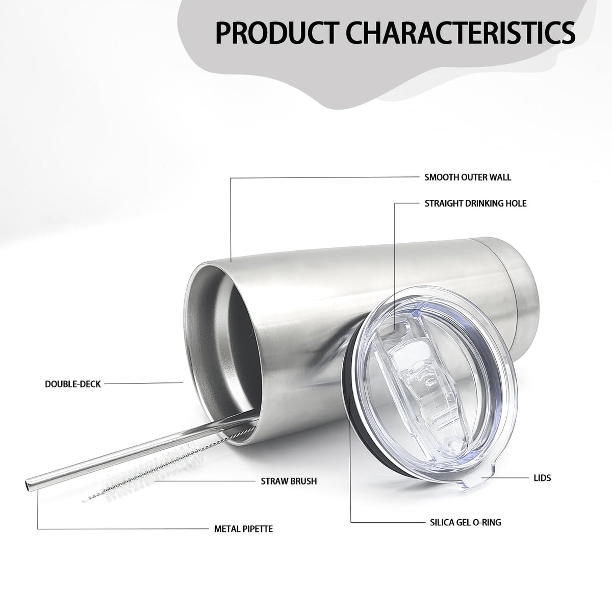 12 Pack Insulated Stainless Steel Tumbler with Lid and Straw J91935