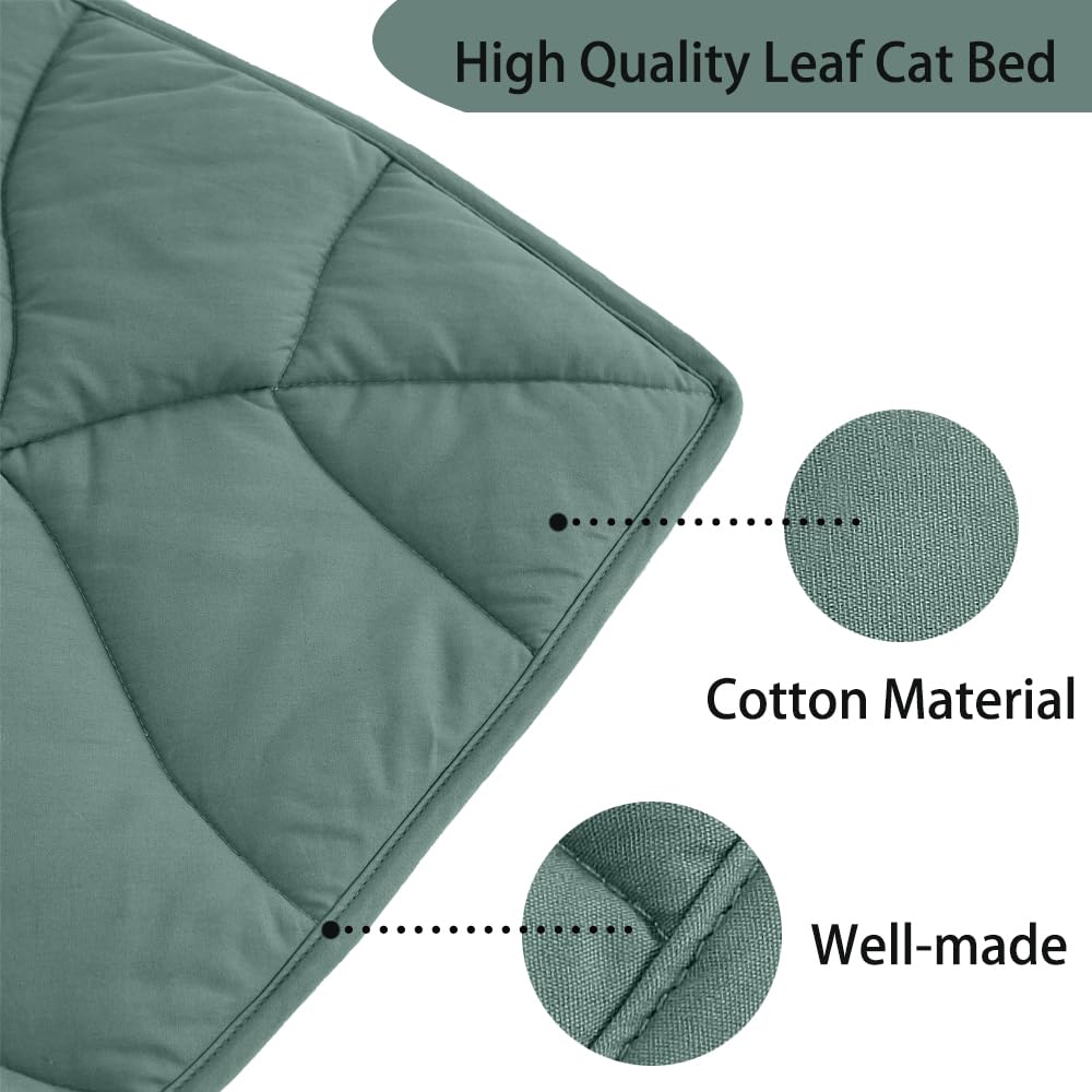 30 X 20 Inch Leaf Shaped Cotton Cat Bed Pad R165