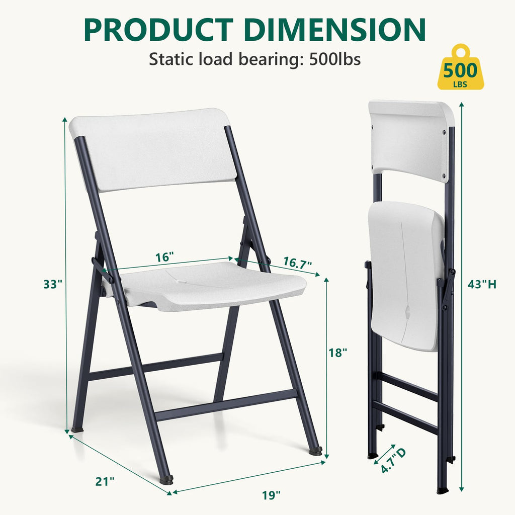 White 4 Pack Plastic Folding Chairs with Metal Frame U335697