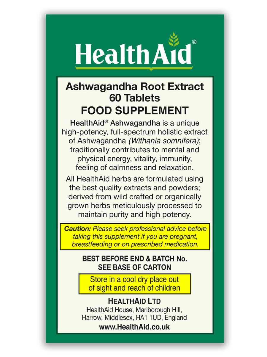 Ashwagandha 350 mg Vegan Standardized Root Extract 60 Tablets I4469