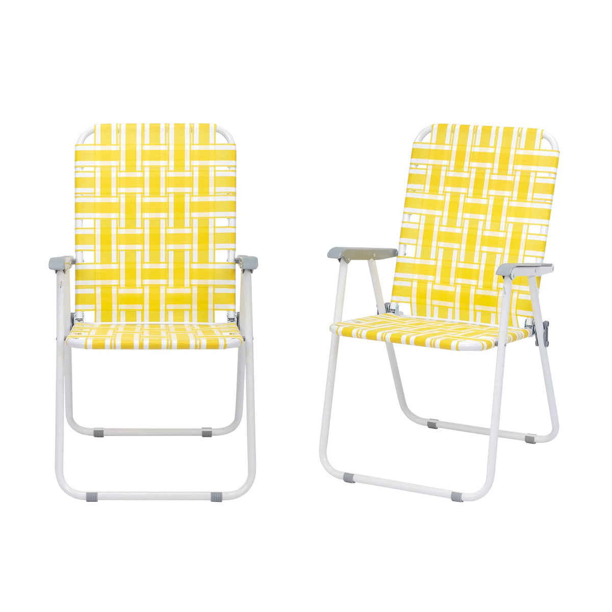 Set of 2 Yellow & White Webbed Folding Chairs V65875
