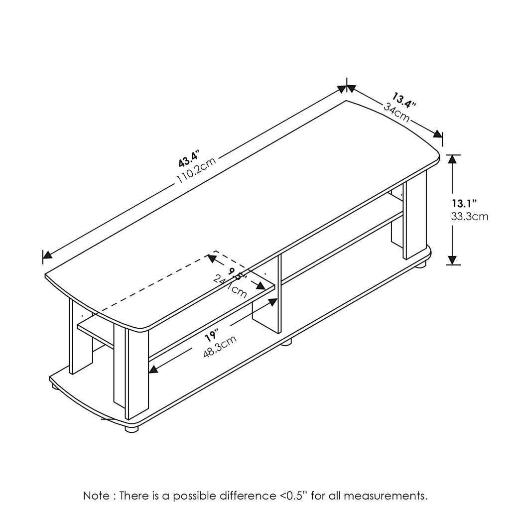 Black 3-Tier TV Stand with Open Shelves Y213095