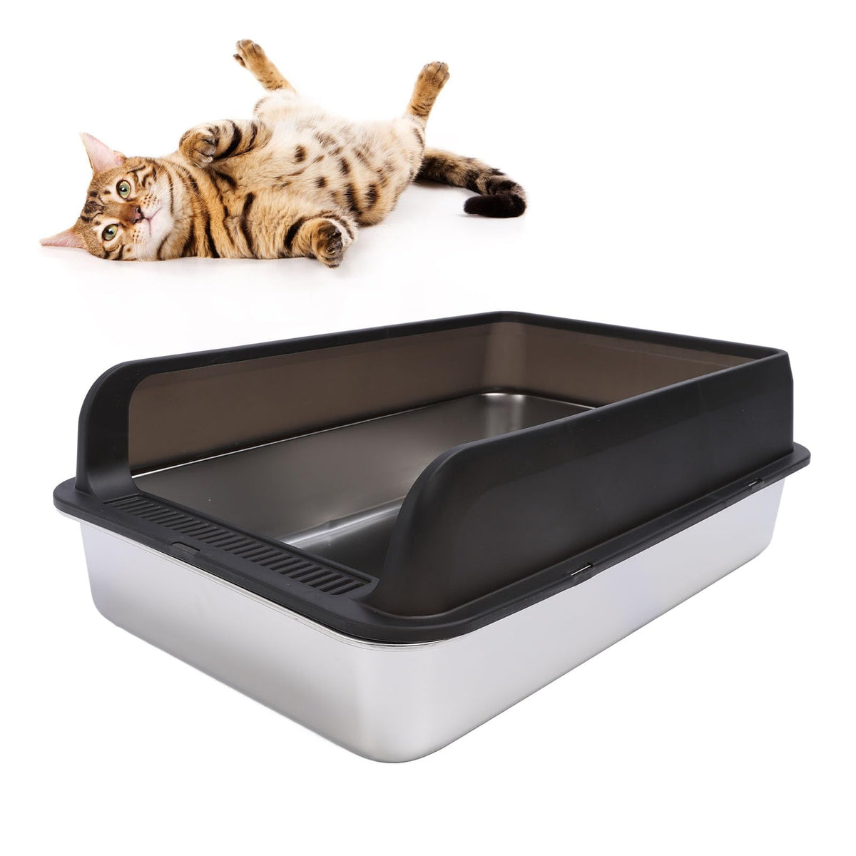Stainless Steel Enclosed Cat Litter Box with Lid and Scoop A187095