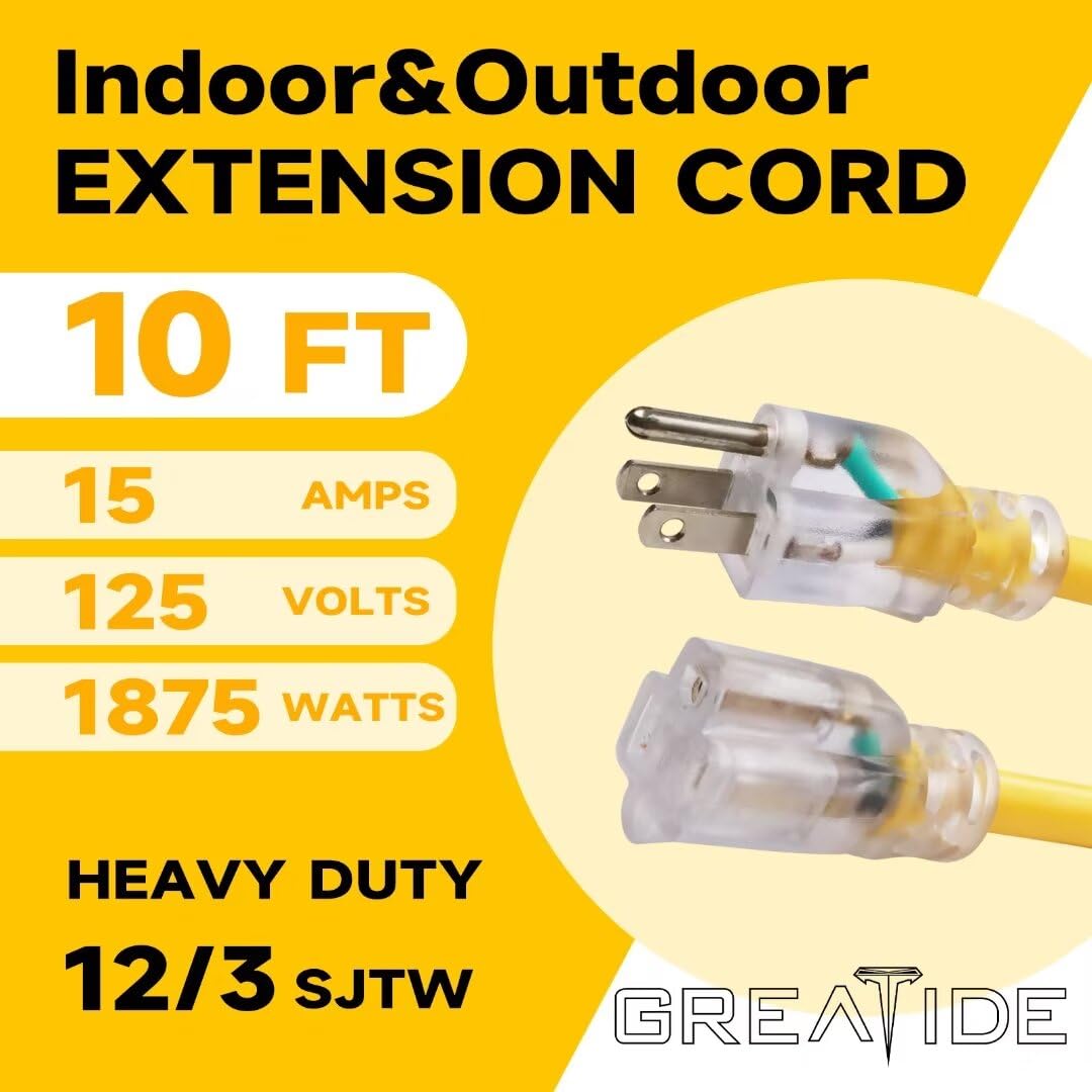 12 Gauge 10 FT Lighted End Outdoor Extension Cord A629113