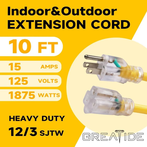 12 Gauge 10 FT Lighted End Outdoor Extension Cord A629113