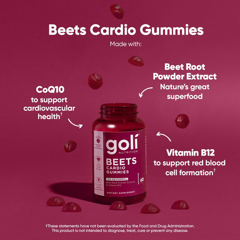 Beets Cardio Gummy 60 Count CoQ10 Beet Root Extract Vegan Gluten-Free R6185