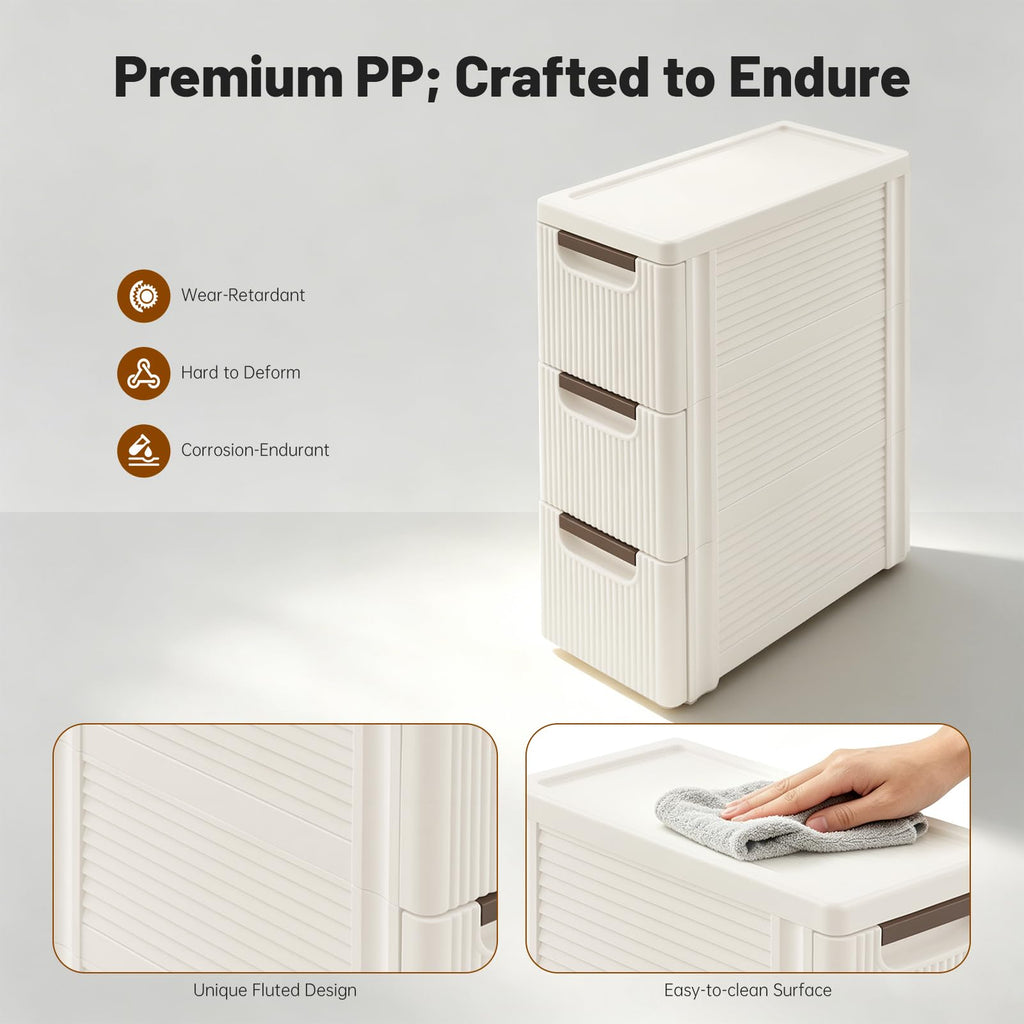 3 Drawers Narrow Plastic Storage Cabinet on Wheels Y20806
