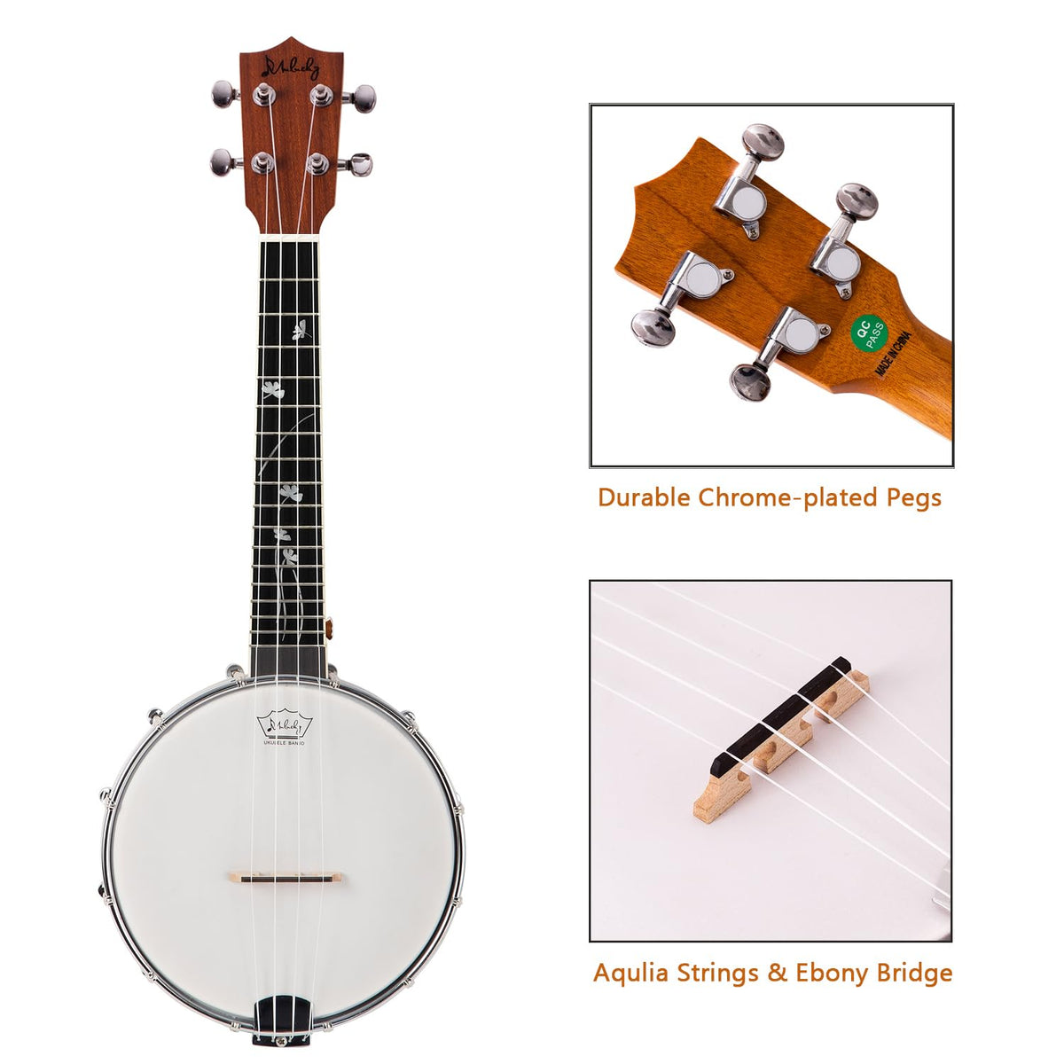 23" Sapele Wood Banjo Ukulele C48577