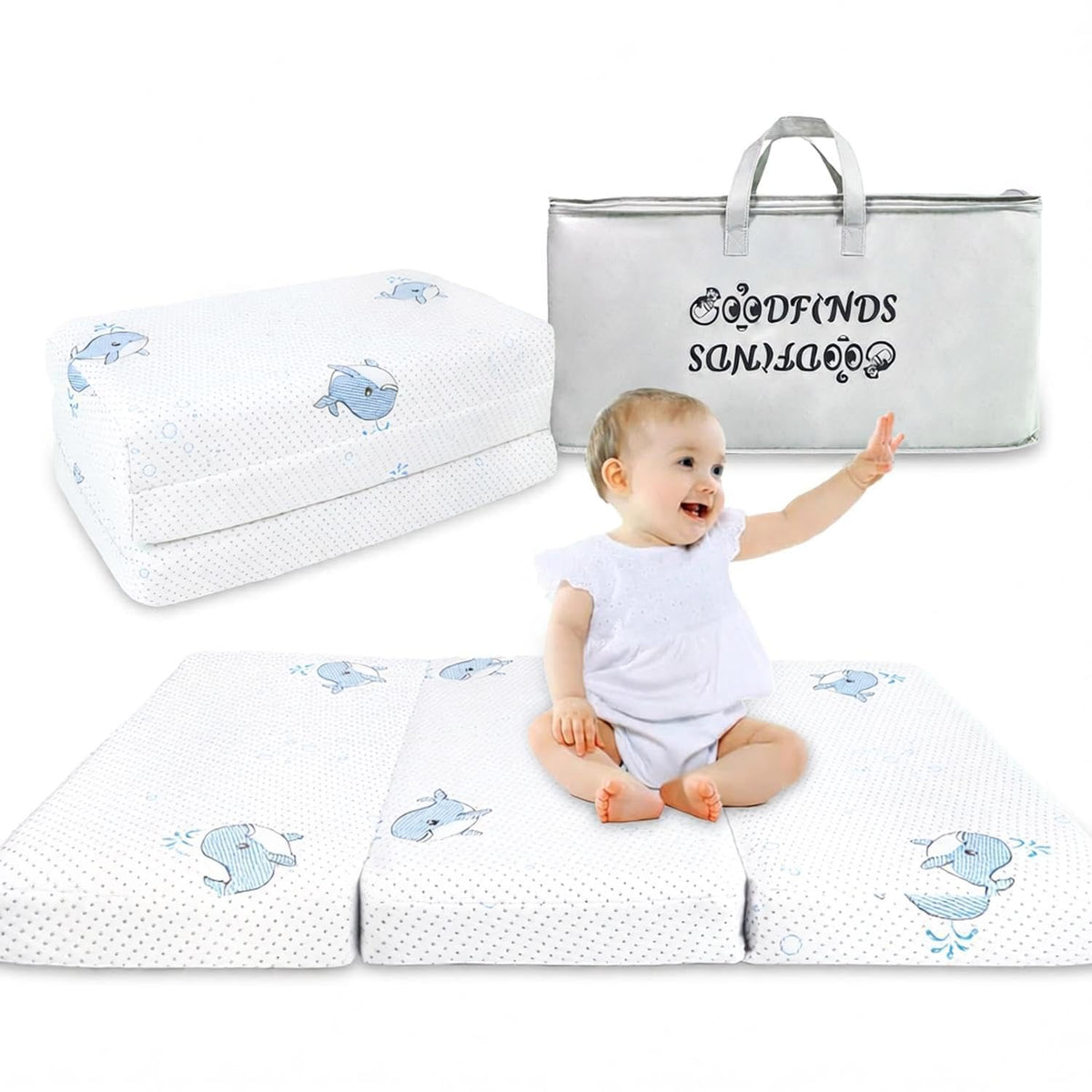 Pack and Play Mattress, 38"x26" Trifold Memory Foam Z536499
