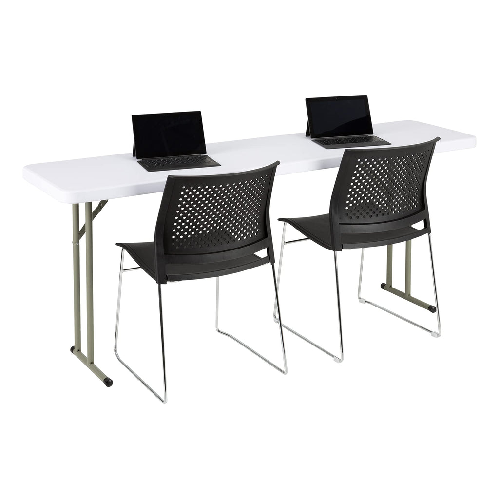 White Rectangular Blow-Molded Plastic Folding Training Table Q747845
