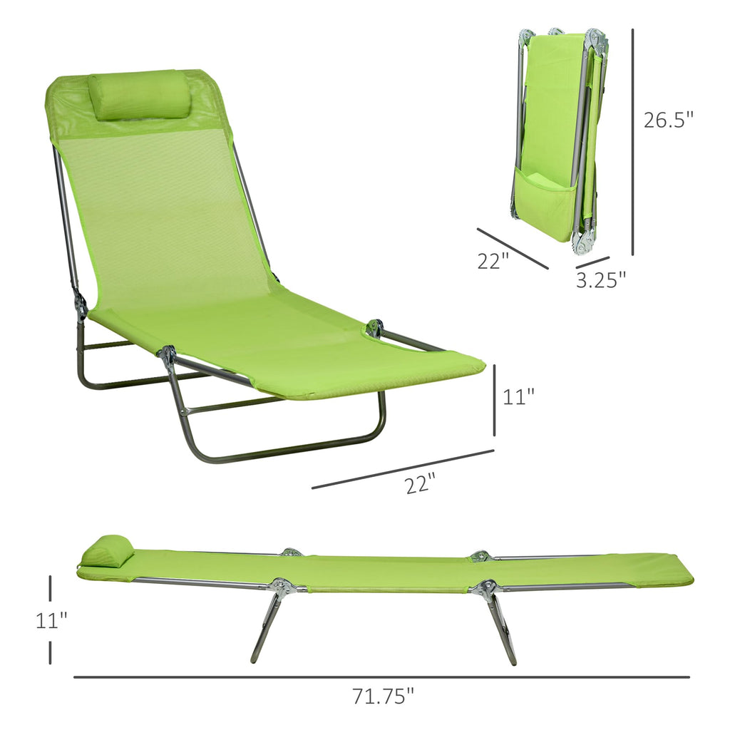 2 Piece Folding Chaise Lounge Chairs Reclining Back Green O5054