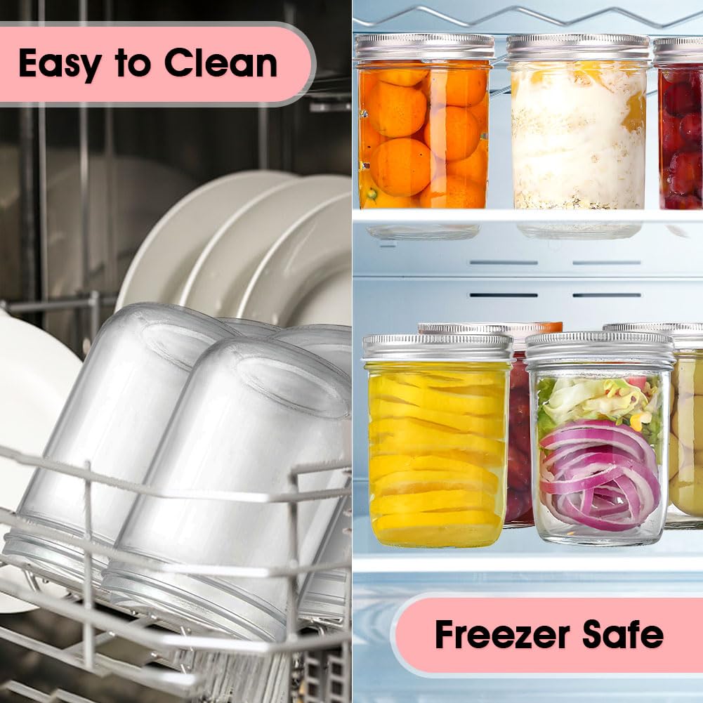 2 Pack 16oz Wide Mouth Airtight Glass Mason Jars R67532