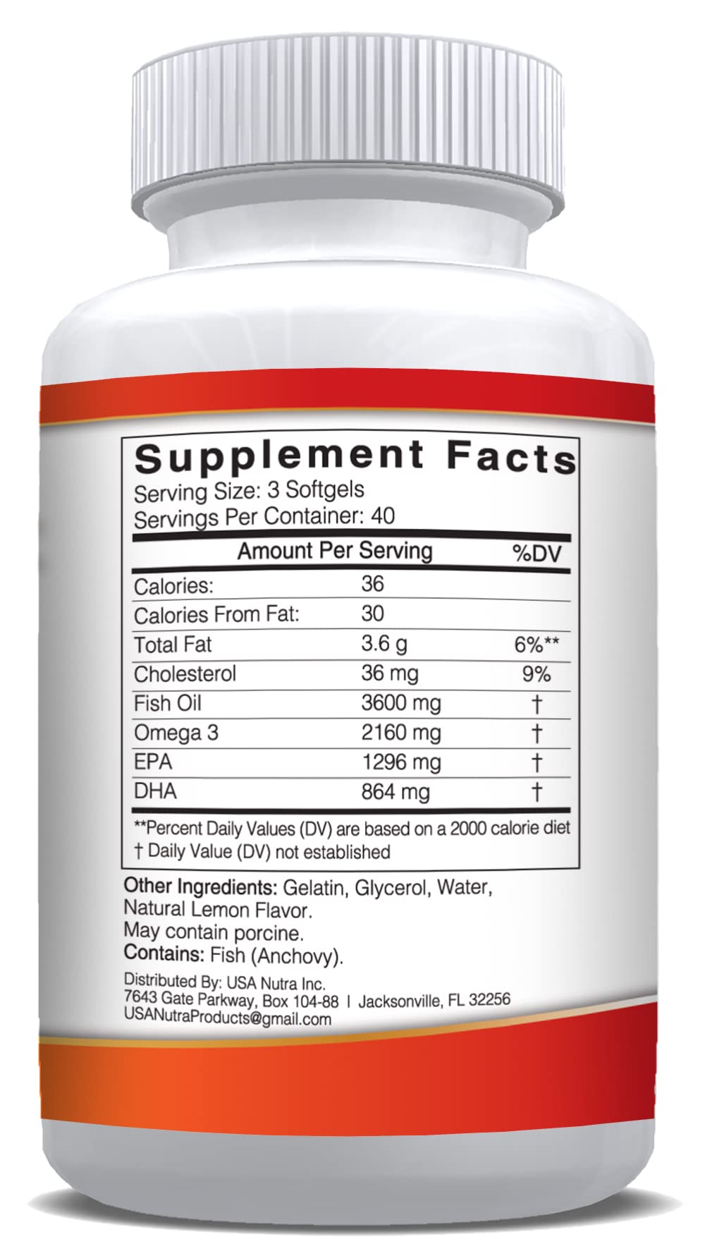 Omega-3 Fish Oil 3600mg with EPA and DHA E40921