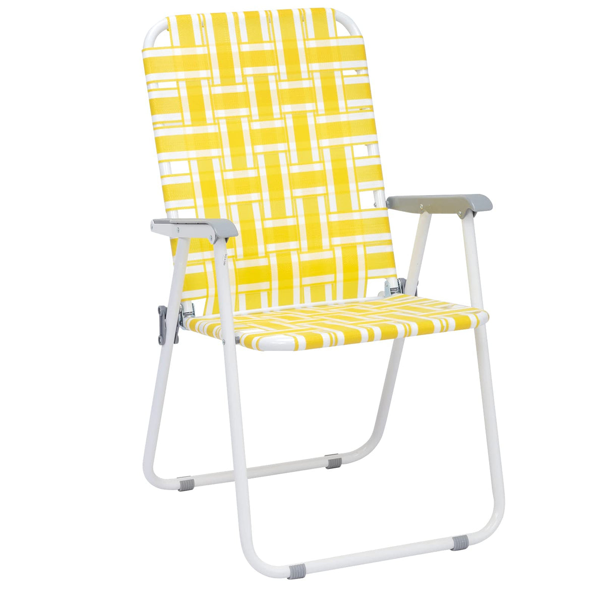 Set of 2 Yellow & White Webbed Folding Chairs V65875