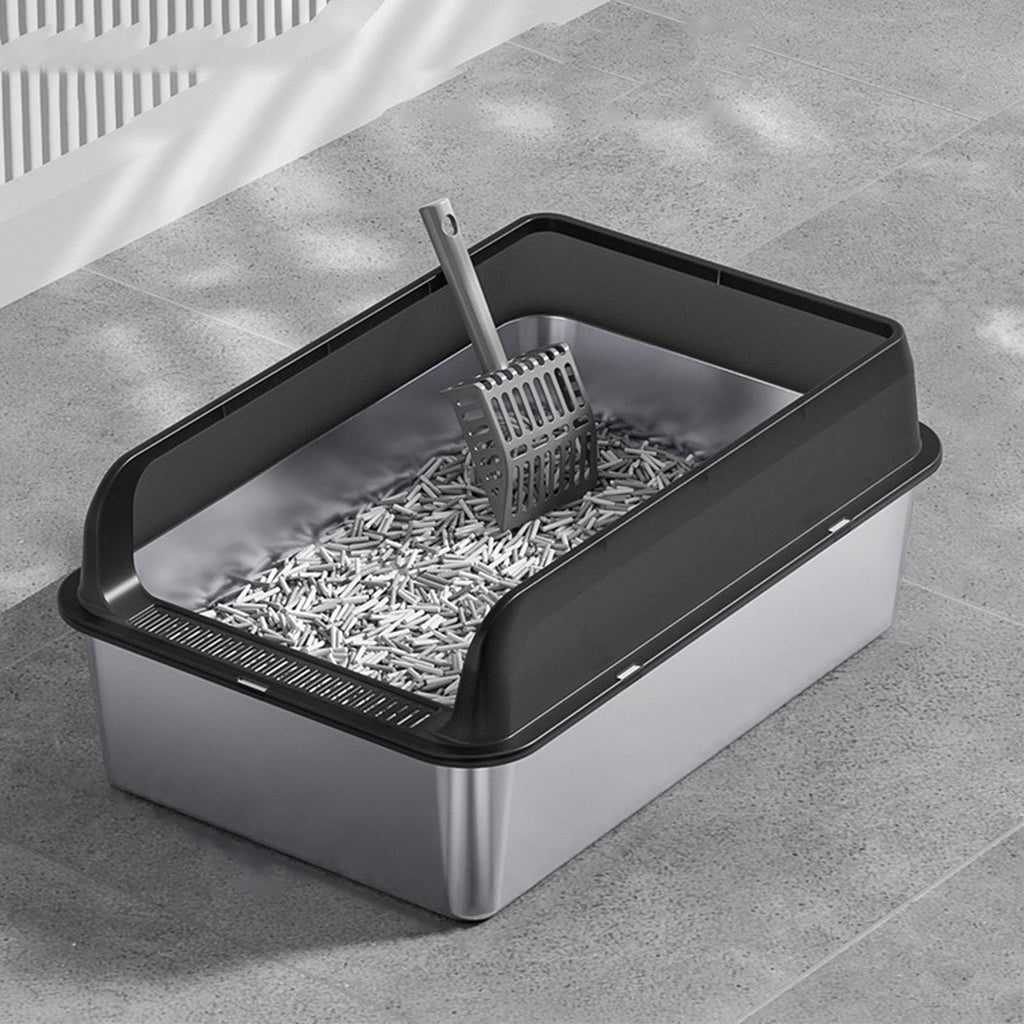 Stainless Steel Enclosed Cat Litter Box with Lid and Scoop A187095