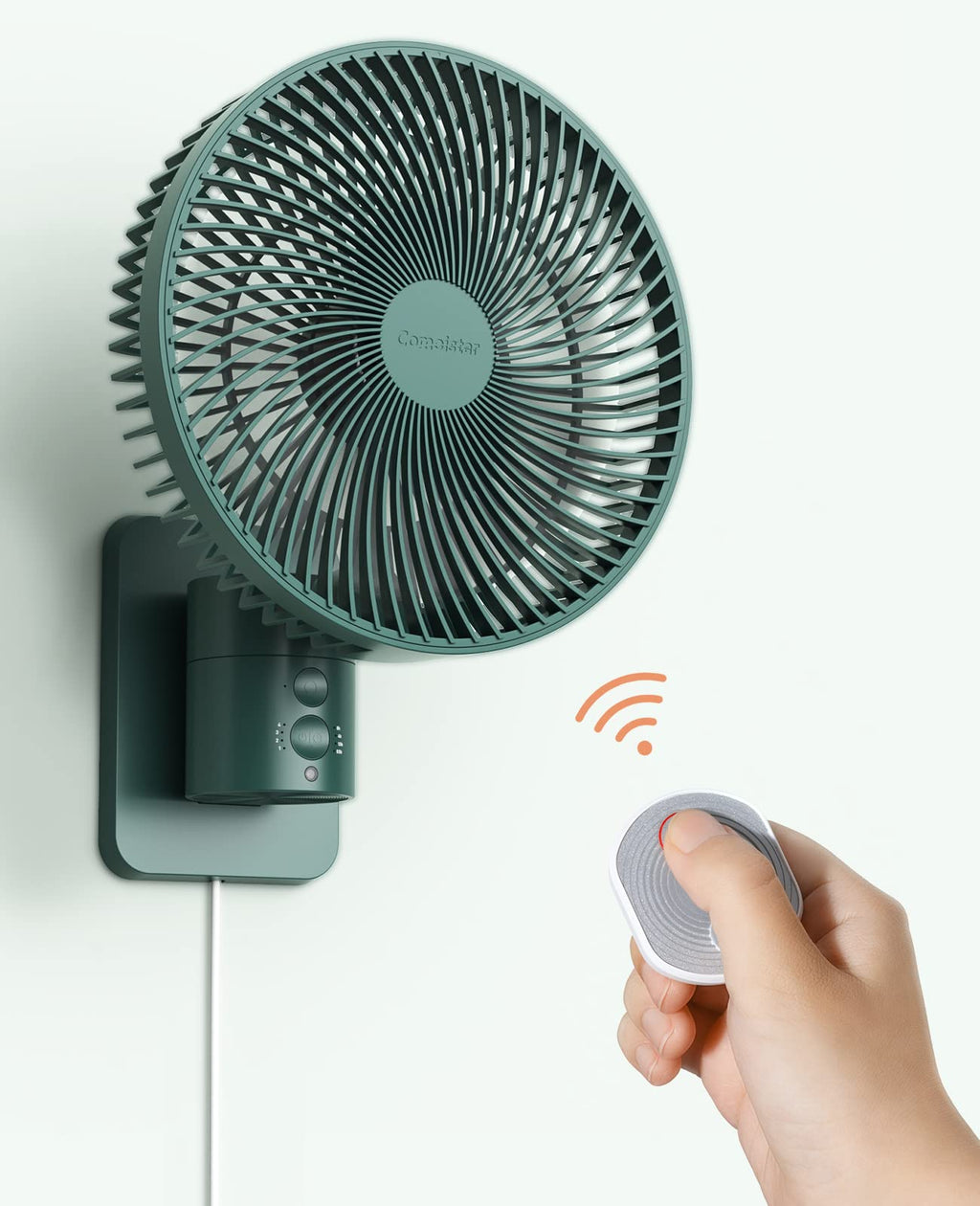 Wall Mounted Oscillating Fan with Remote and Timer, 8.5 Inch 4 Speeds S819324