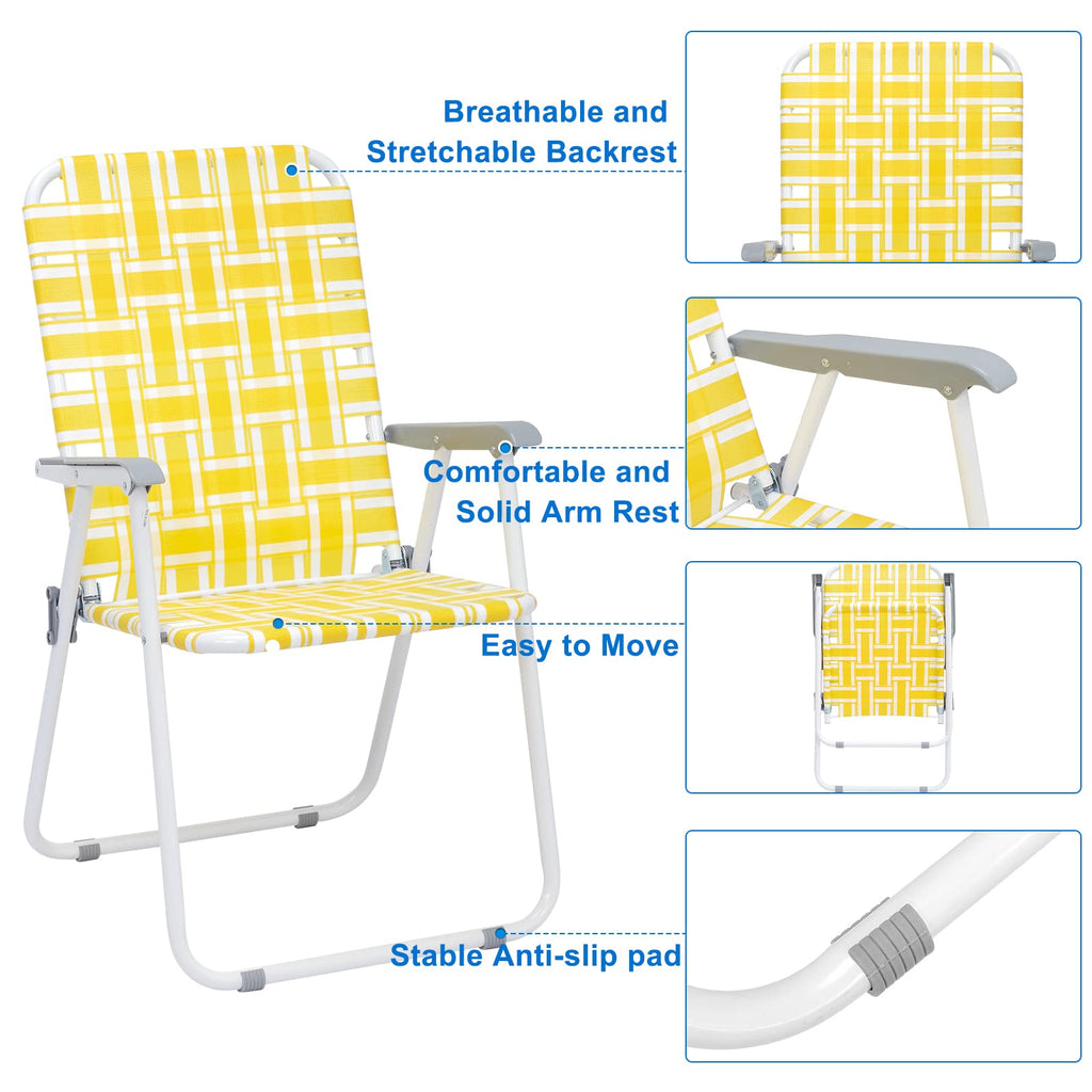 Set of 2 Yellow & White Webbed Folding Chairs V65875
