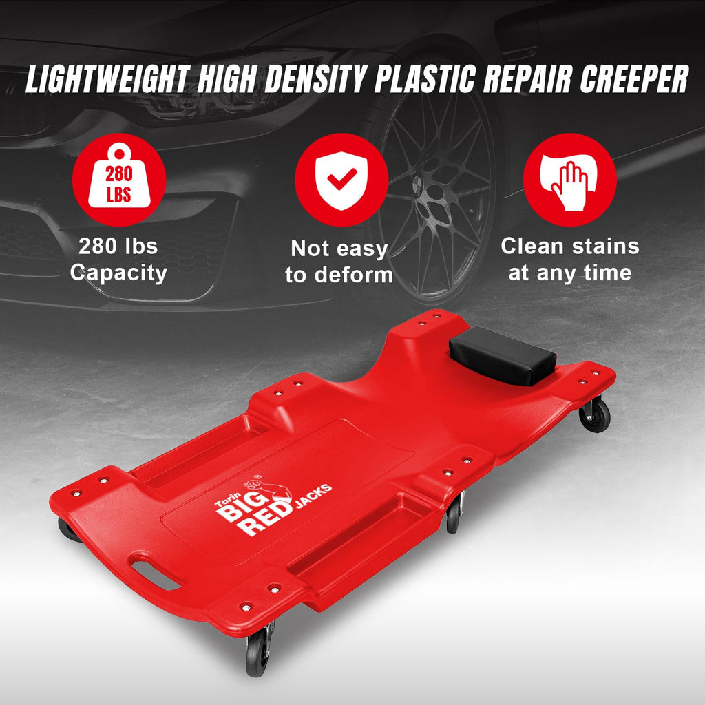 Rolling Garage Creeper with Padded Headrest and 6 Casters R37620