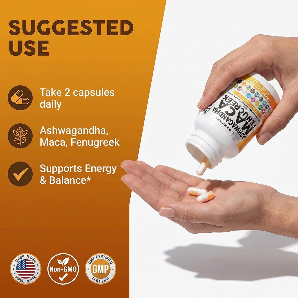 Ashwagandha Maca Root Fenugreek Tongkat Ali Ginseng Capsules G558613