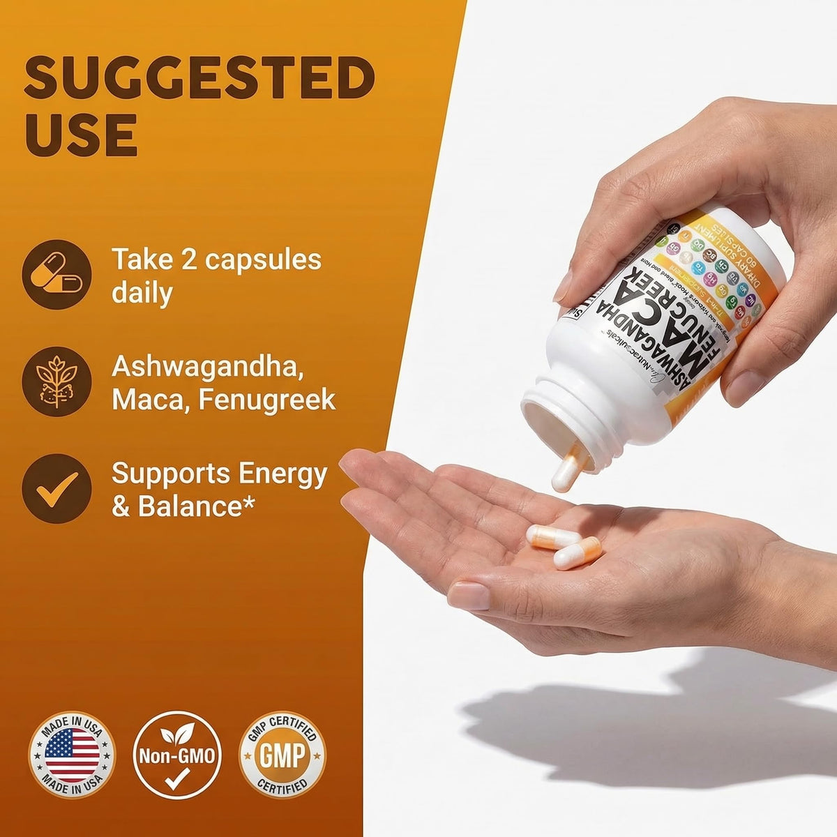 Ashwagandha Maca Root Fenugreek Tongkat Ali Ginseng Capsules G558613