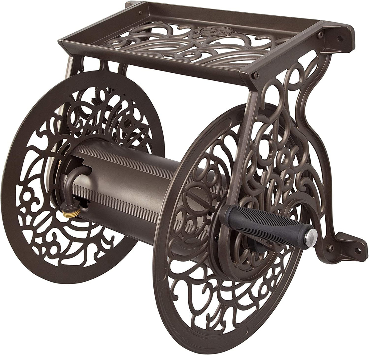 Cast Aluminum Wall Mount Hose Reel, Holds 125-Feet of 5/8-Inch Hose - Bronze L5809