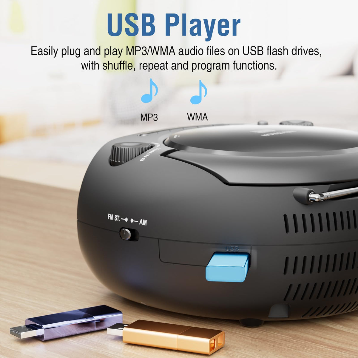 Portable CD Player Boombox with Bluetooth J363
