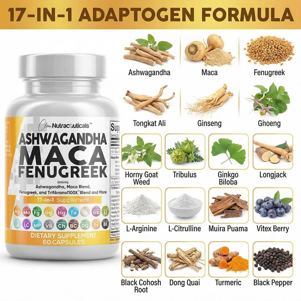 Ashwagandha Maca Root Fenugreek Tongkat Ali Ginseng Capsules G558613