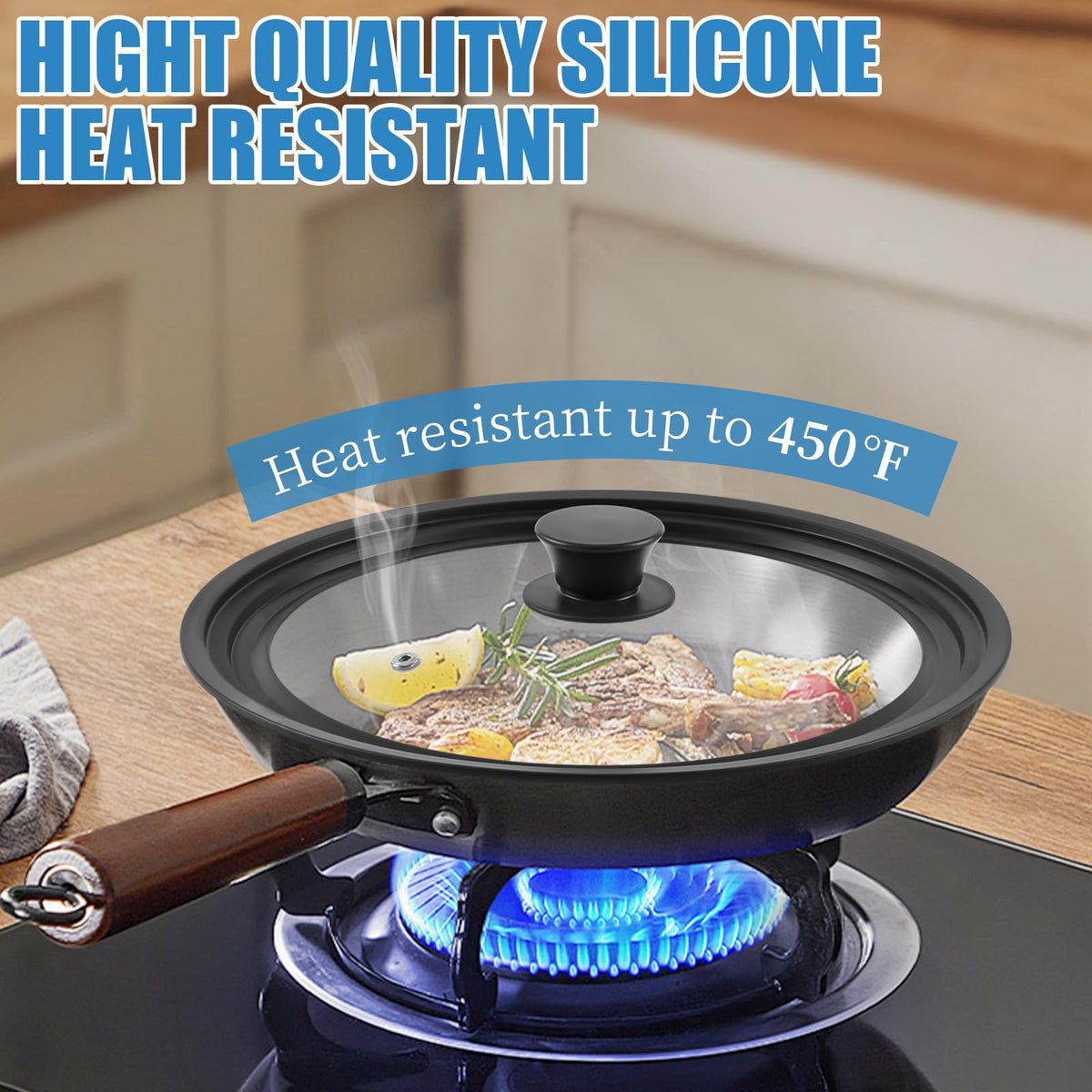 2 Pack Silicone Tempered Glass Universal Lid for Pots Pans and Skillets H86313