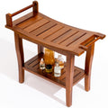 Teak Shower Bench with Shelf D48049