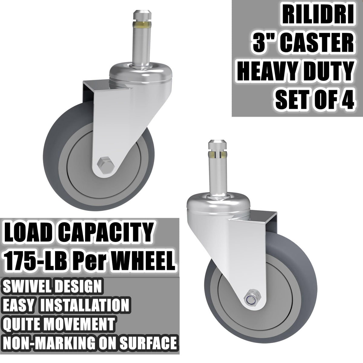 3-Inch Swivel Stem Caster 4 Pack P829