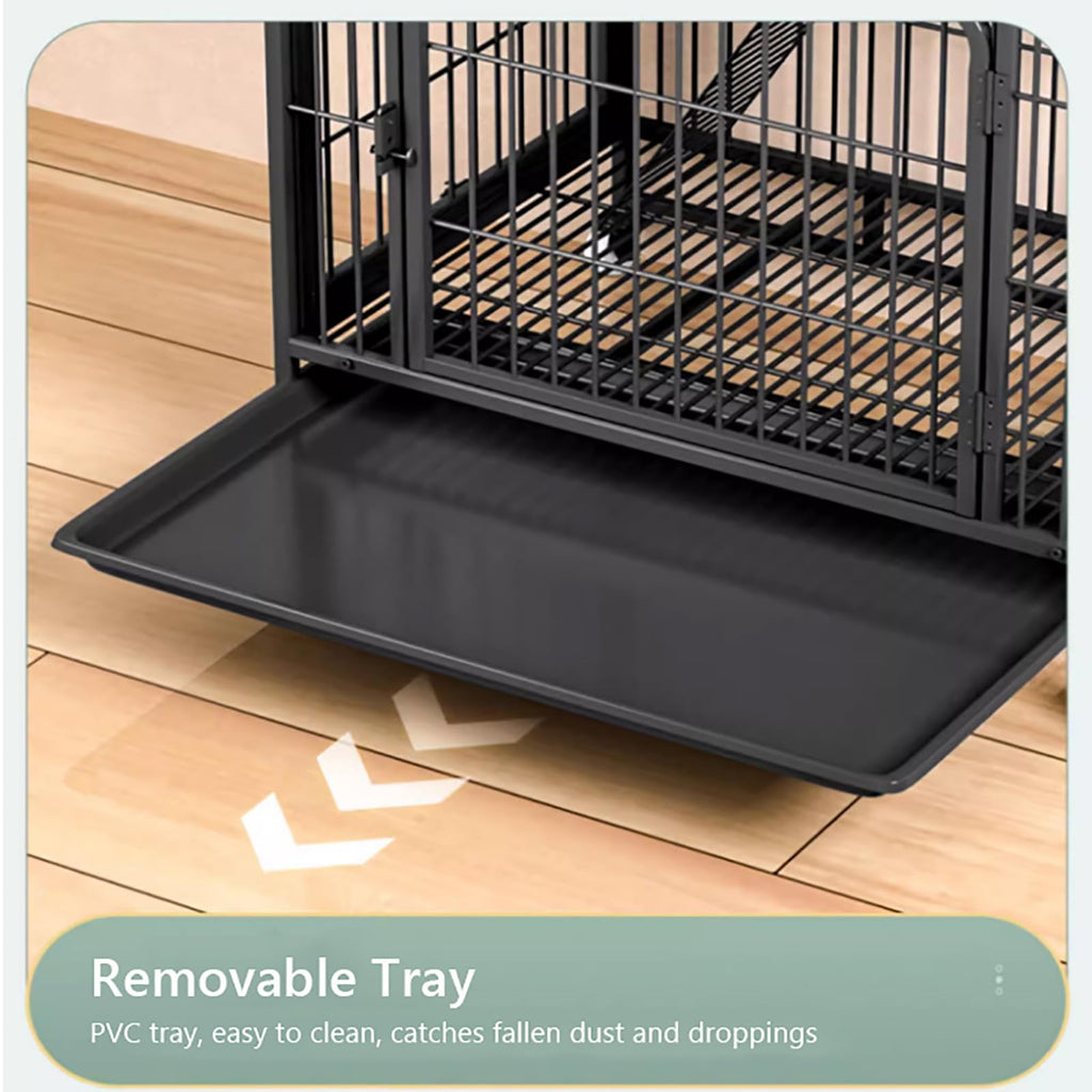 Black Metal Cat Cage with Locking Wheels K972