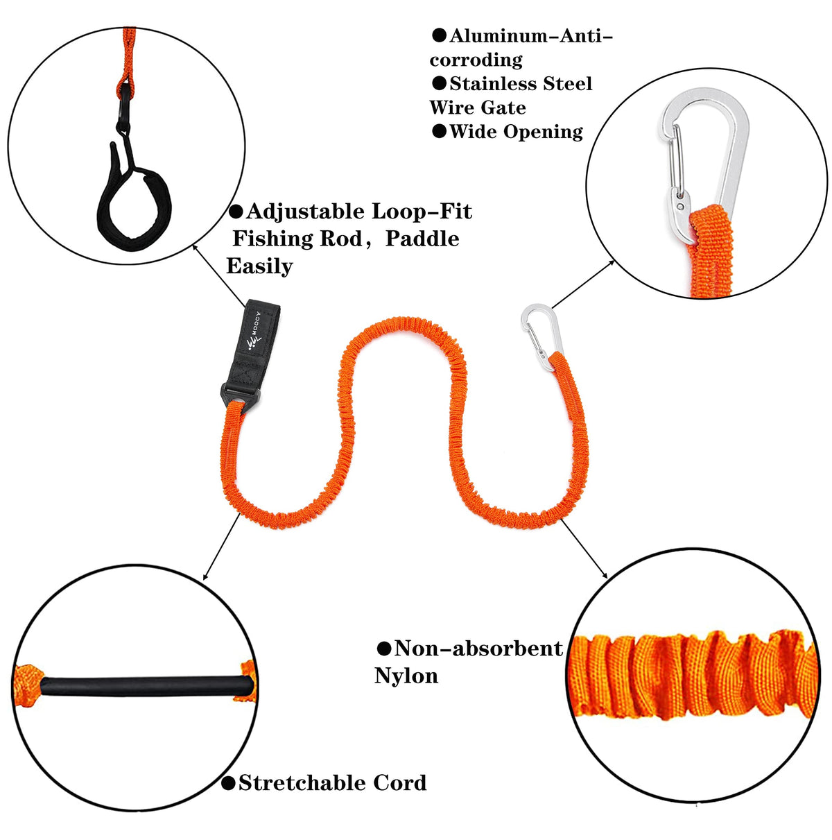 Kayak Paddle Leash Stretchable Coiled Lanyard L241874