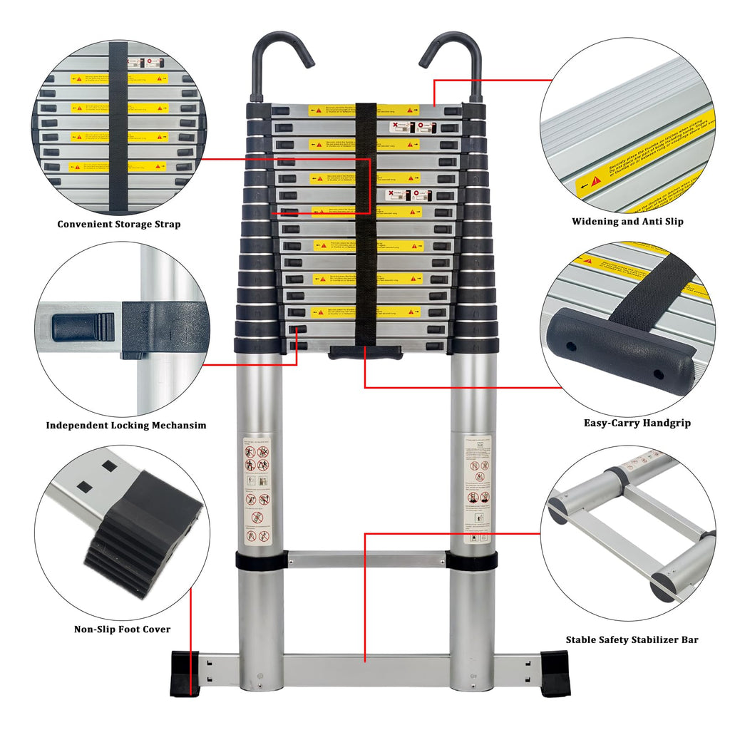 20.3 FT Aluminum Telescopic Ladder 330lbs W46473