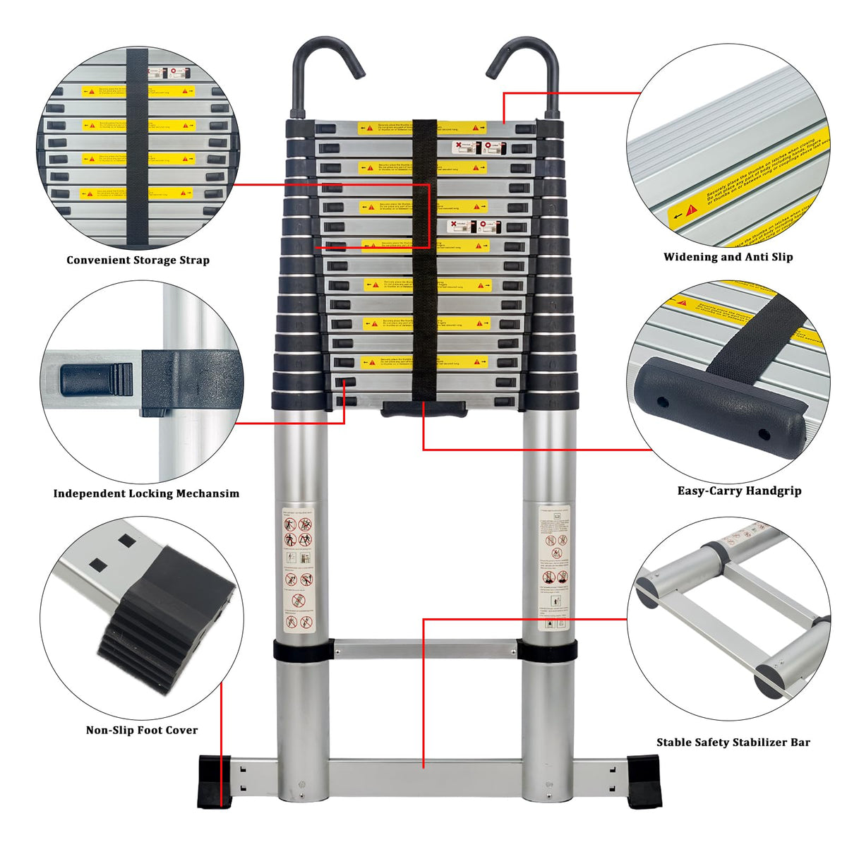 20.3 FT Aluminum Telescopic Ladder 330lbs W46473