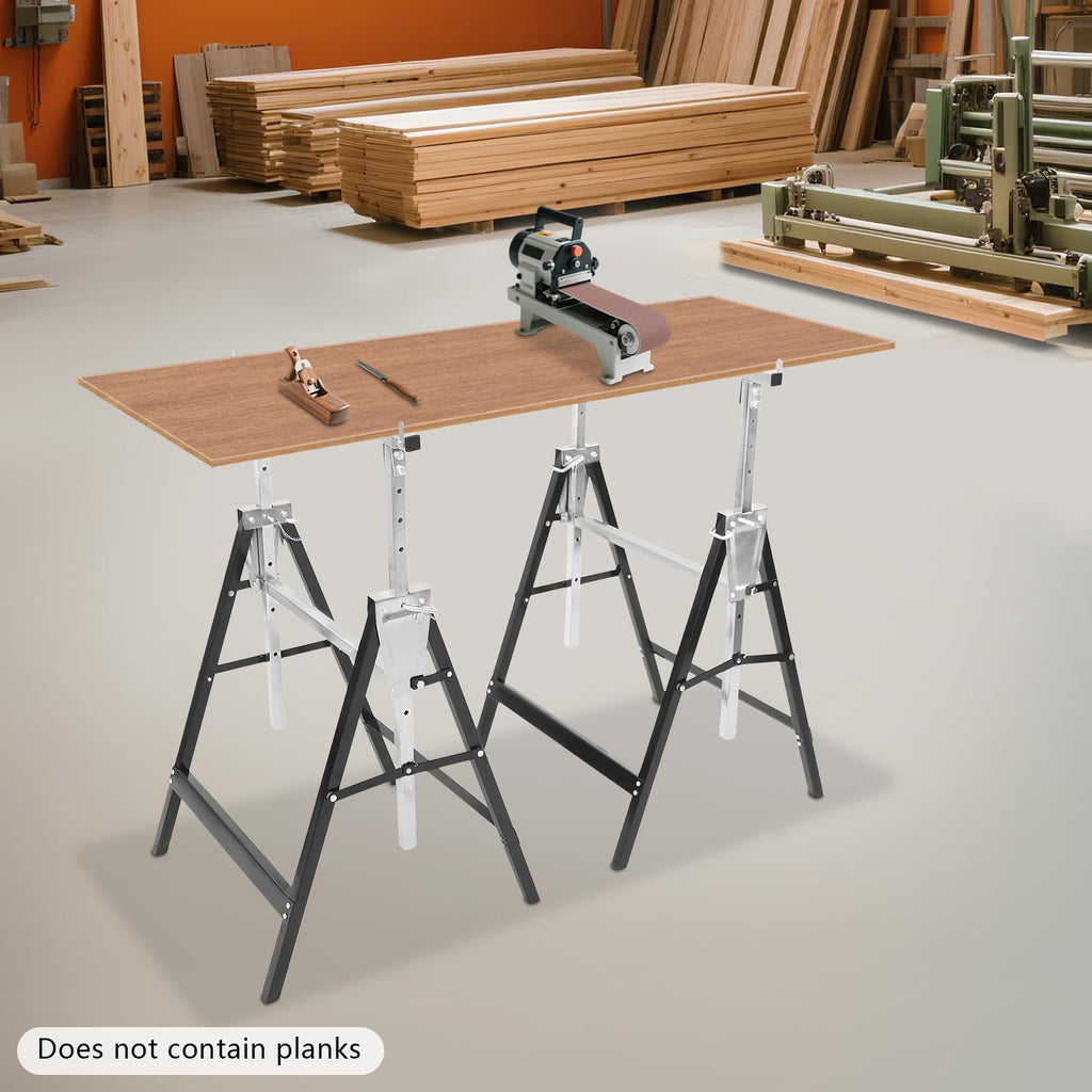 Foldable Steel 2 Pack Adjustable Height Saw Horses F91252