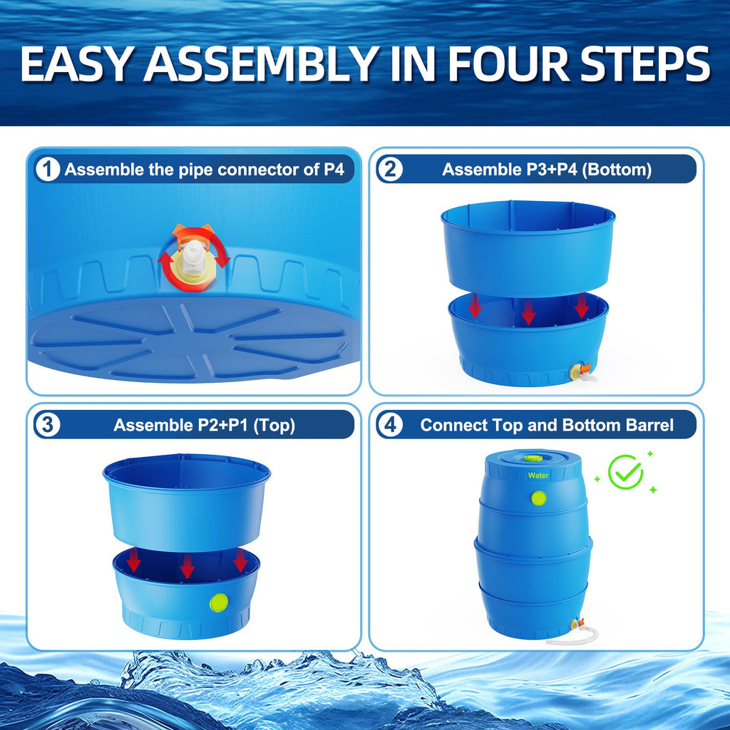 50 Gallon Blue BPA-Free Water Storage Barrel with Spigot X819609