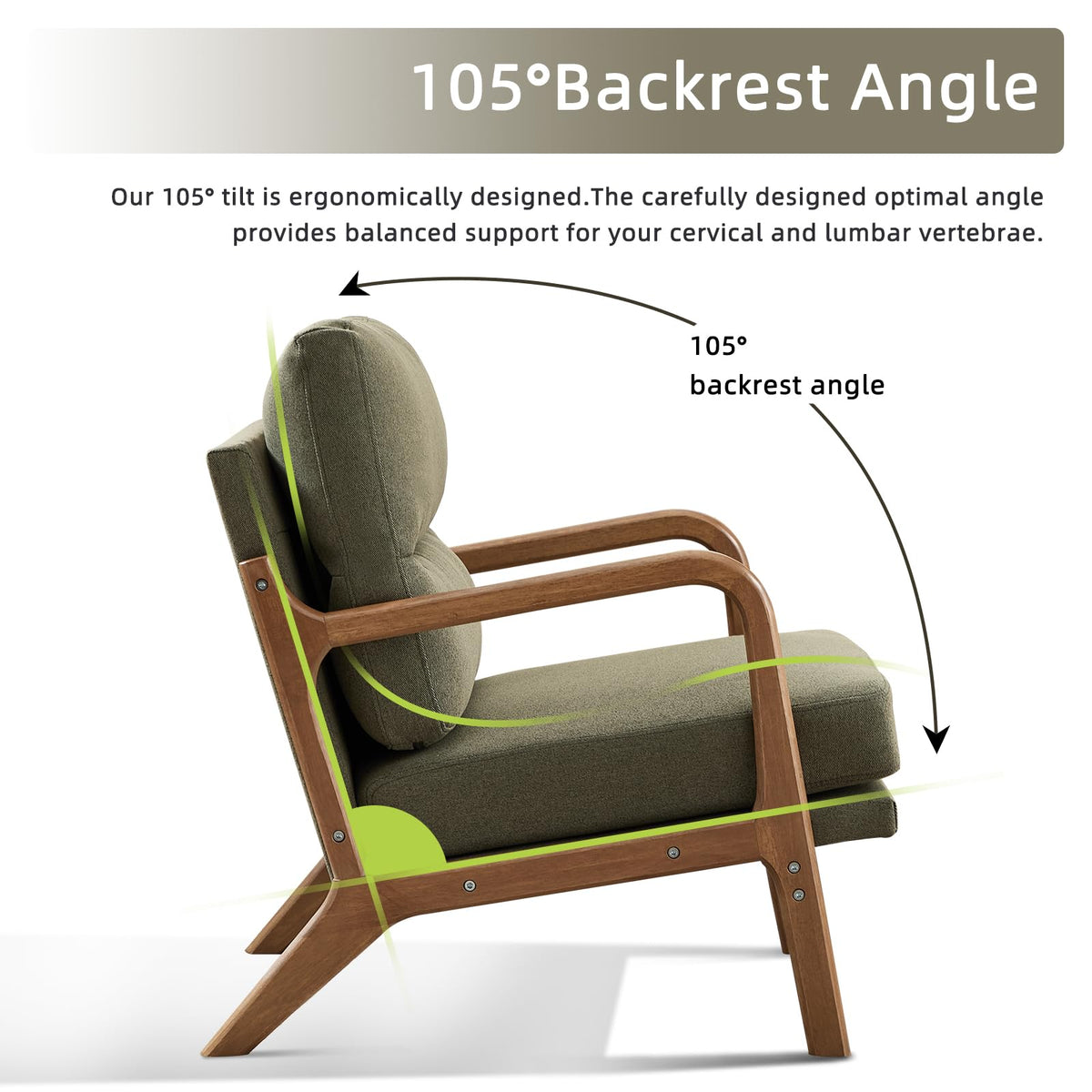Mid Century Modern Linen Accent Chair Set of 2 H8116