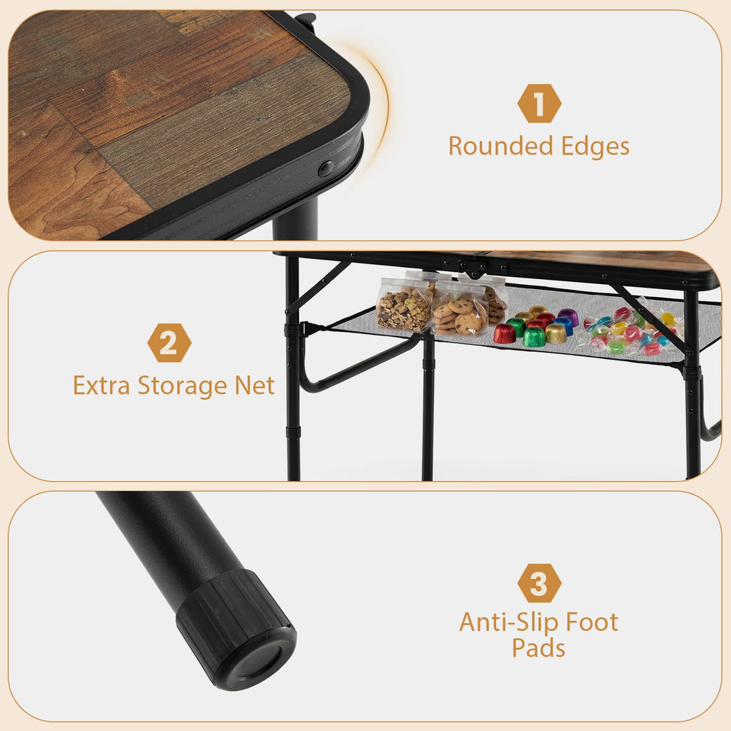 3 FT Portable Aluminum Folding Camping Table with Carry Handle U873899