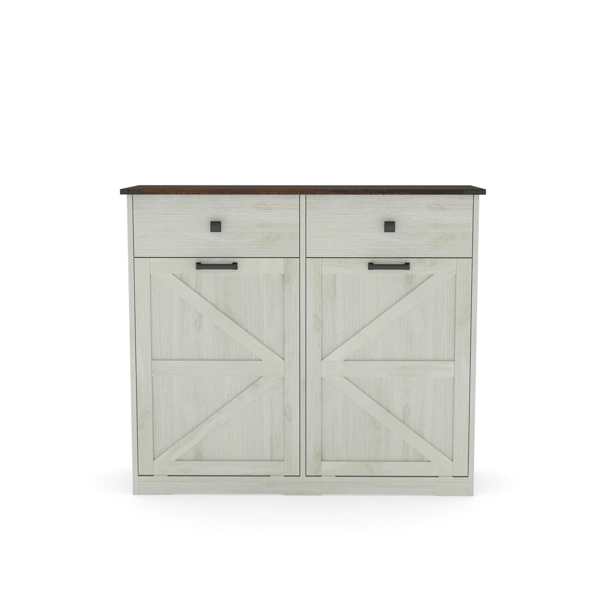 Double Tilt Out Trash Cabinet with Storage Drawers, Antique White A98336