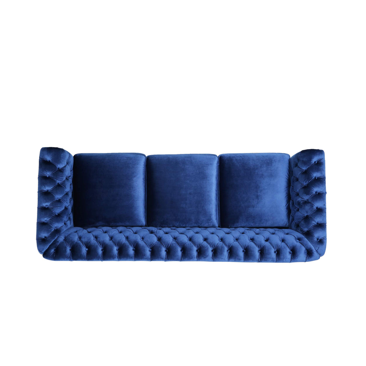 Navy Blue Velvet Sofa with Scroll Arms B877969