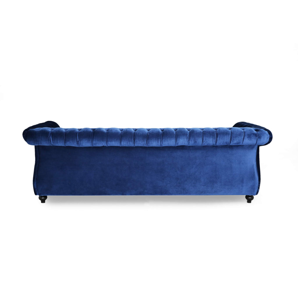 Navy Blue Velvet Sofa with Scroll Arms B877969