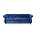 Navy Blue Velvet Sofa with Scroll Arms B877969