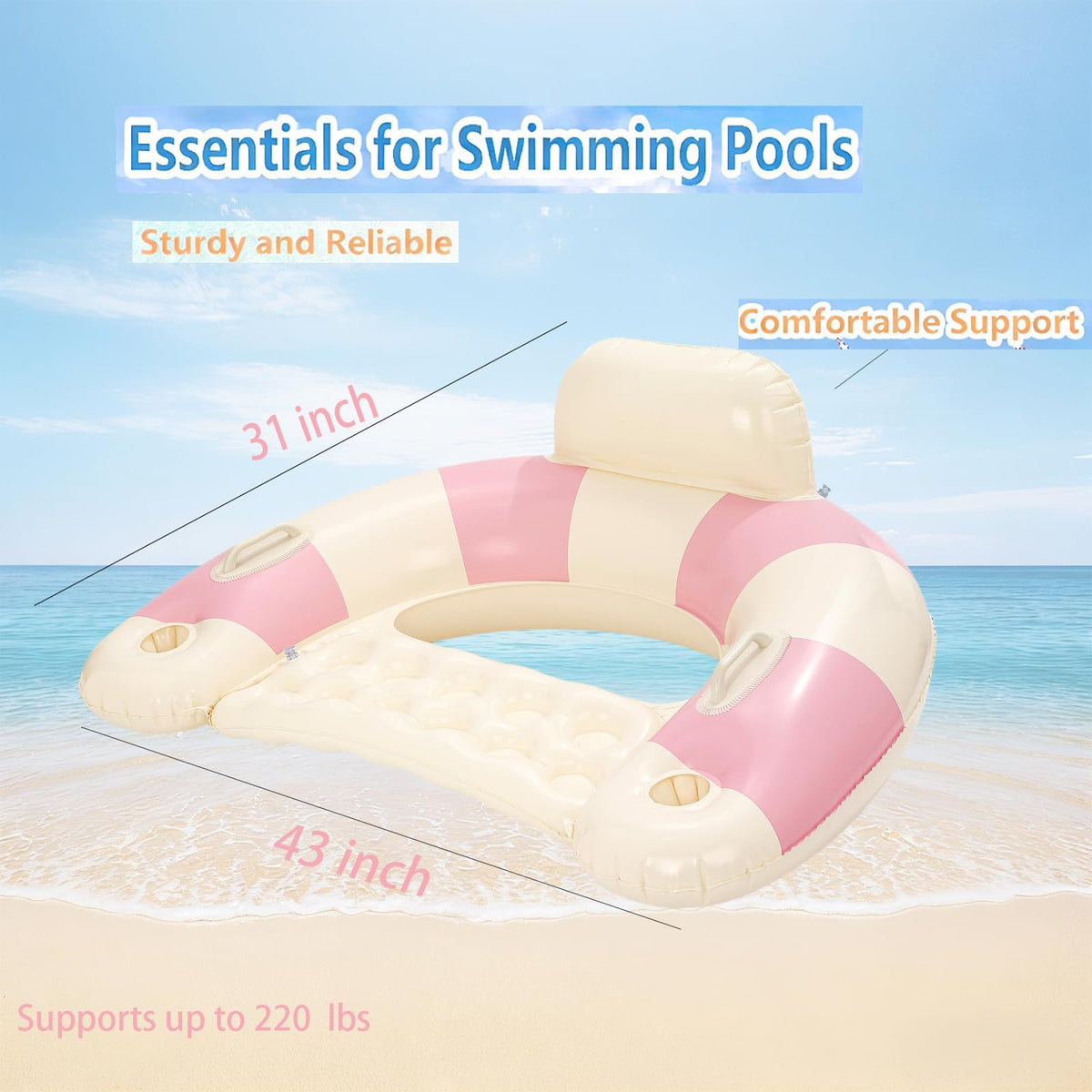 Inflatable Pool Float Chair with Cup Holders H57141